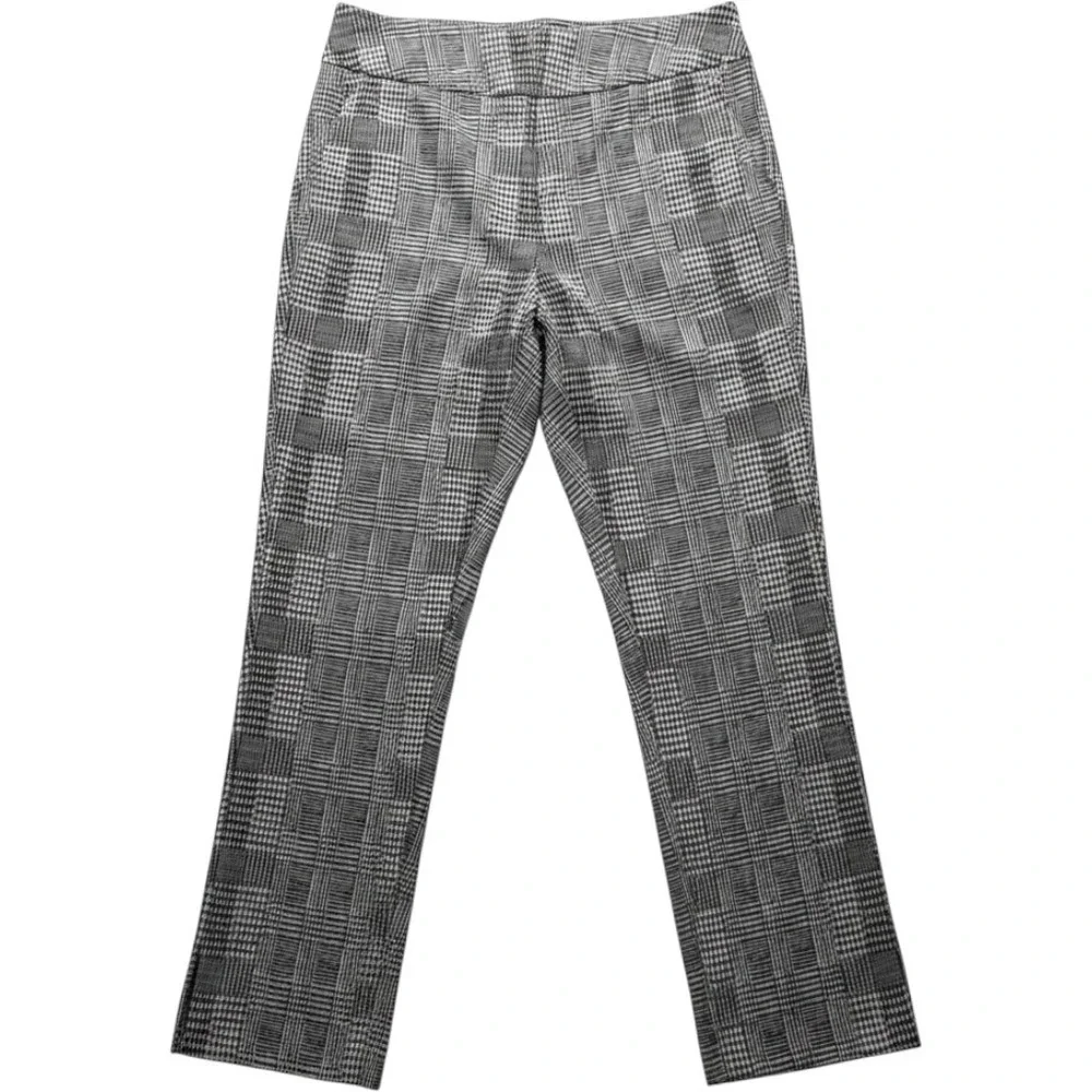 Zac & Rachel Dress Pants Women 6P Black White Glen Plaid Houndstooth Stretch